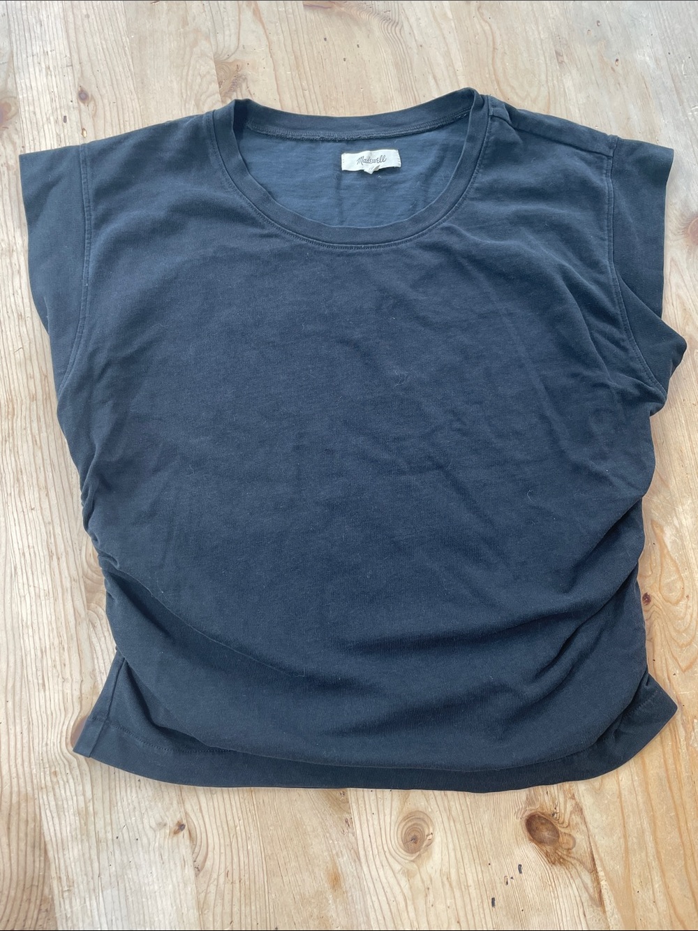 Madewell Ruched Side Muscle Tee Minimalist Modern Soft Girl Top M